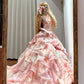Sweet Prom Dress Strapless Pleated Ruffle Ball Gown Quinceanera Dress D3442