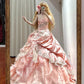 Sweet Prom Dress Strapless Pleated Ruffle Ball Gown Quinceanera Dress D3442