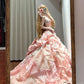 Sweet Prom Dress Strapless Pleated Ruffle Ball Gown Quinceanera Dress D3442