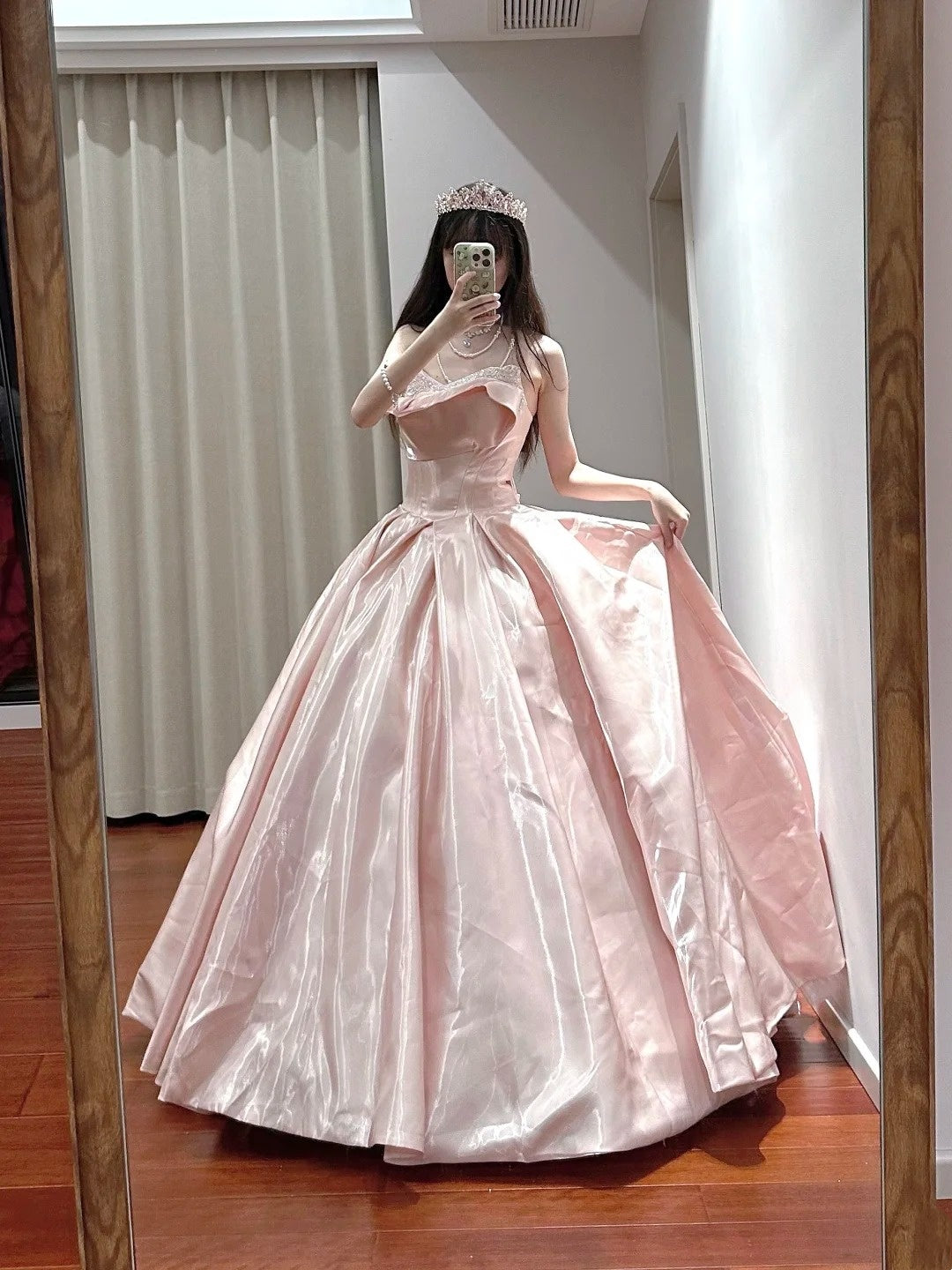 Stunning Prom Dress Light Pink Sweetheart Pleated Ball Gown Quinceanera Dress D3443