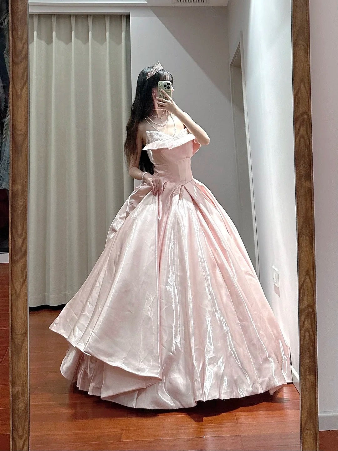 Stunning Prom Dress Light Pink Sweetheart Pleated Ball Gown Quinceanera Dress D3443