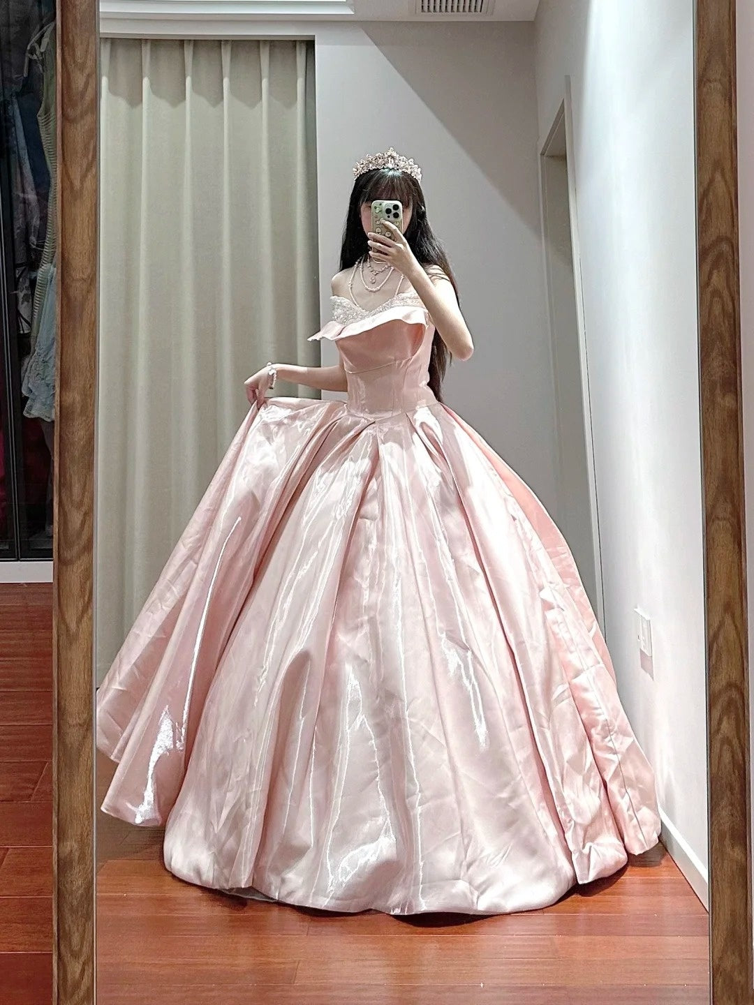 Stunning Prom Dress Light Pink Sweetheart Pleated Ball Gown Quinceanera Dress D3443