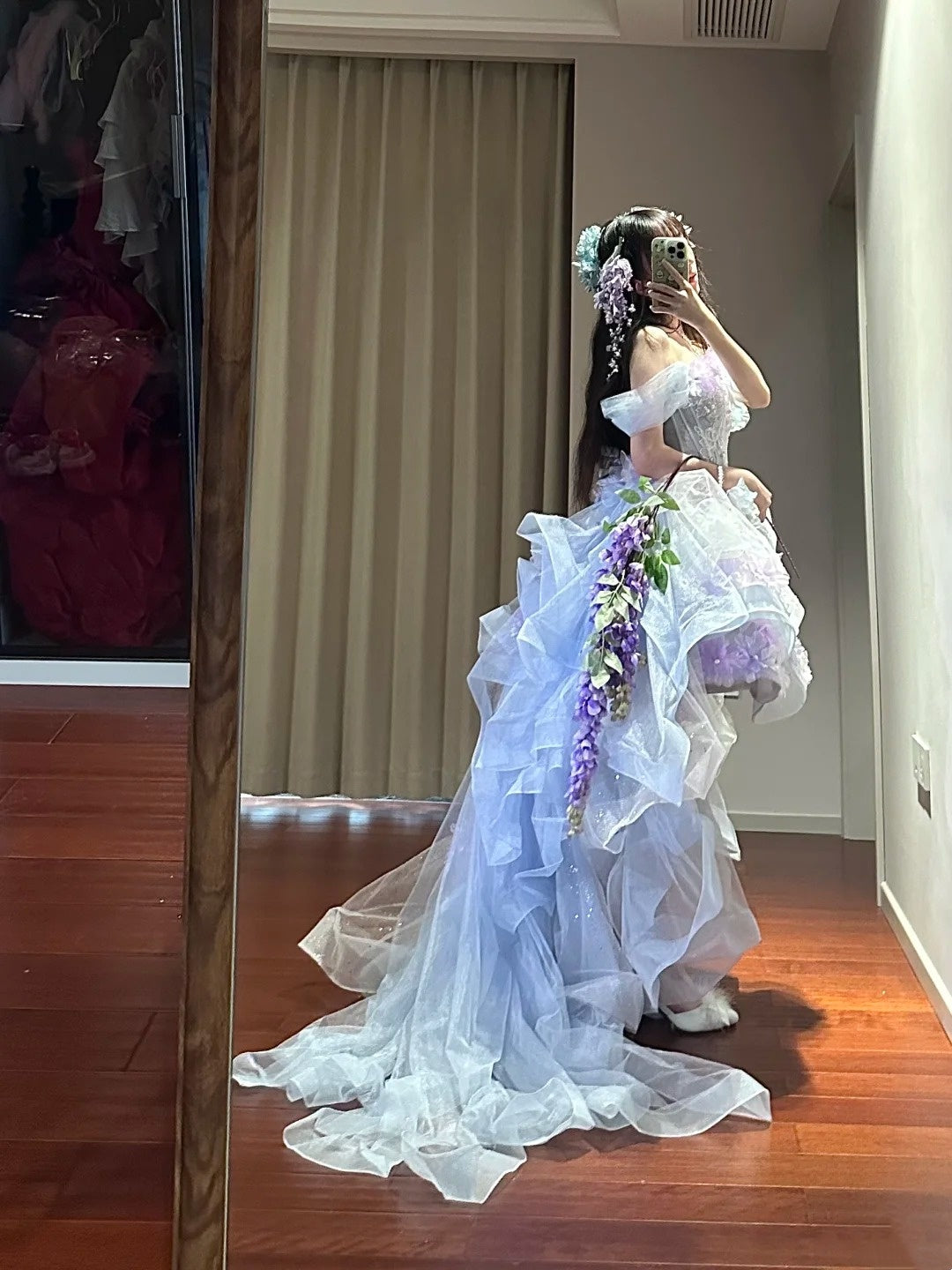 Beauty Homecoming Dress Off Shoulder Hi-lo Hem Tulle Birthday Party Dress    D3444