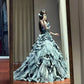 Charming Prom Dress Strapless Tiered Pleated Ball Gown Birthday Party Dresss   D3449