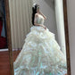 Shiny Prom Dress Off Shoulder Tiered Ball Gown Birthday Party Dress Princess Dress   D3450