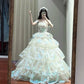 Shiny Prom Dress Off Shoulder Tiered Ball Gown Birthday Party Dress Princess Dress   D3450