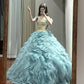 Elegant Prom Dress Off Shoulder Tiered Tulle Ball Gown Birthday Party Dress Princess Dress   D3451