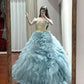 Elegant Prom Dress Off Shoulder Tiered Tulle Ball Gown Birthday Party Dress Princess Dress   D3451