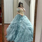 Elegant Prom Dress Off Shoulder Tiered Tulle Ball Gown Birthday Party Dress Princess Dress   D3451