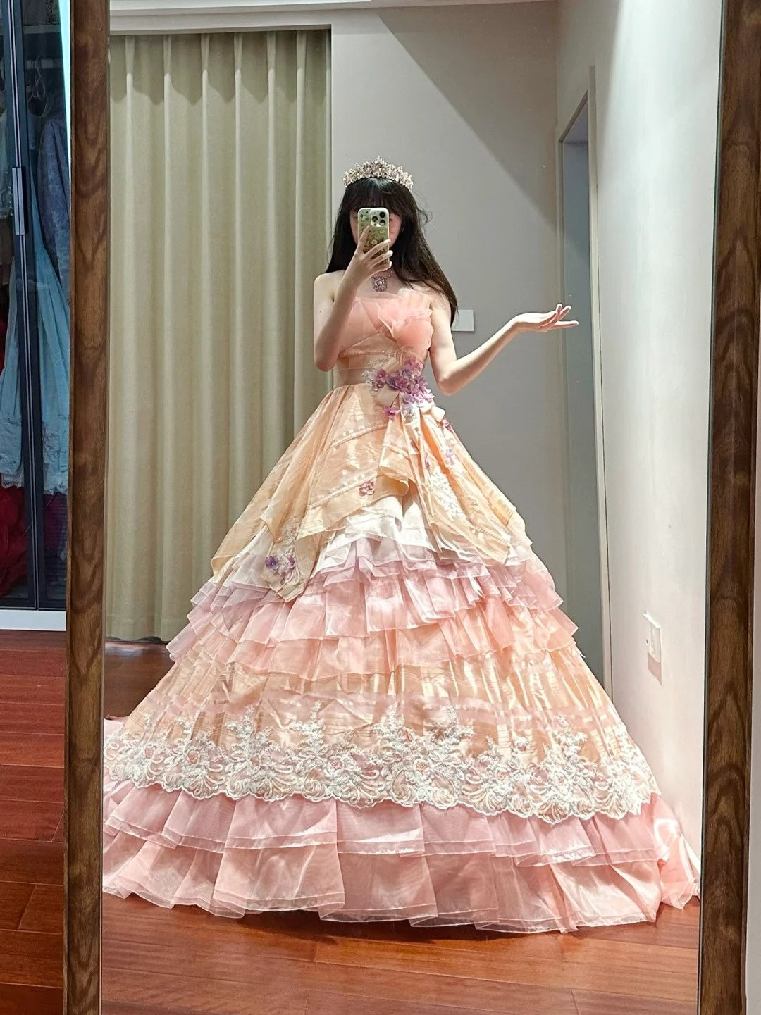 Sweet Prom Dress Strapless Tiered Tulle Ball Gown Quinceanera Dress Princess Dress   D3452