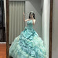 Sweet Prom Dress Strapless Tiered Pleated Ball Gown Quinceanera Dress   D3453