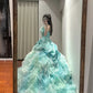 Sweet Prom Dress Strapless Tiered Pleated Ball Gown Quinceanera Dress   D3453
