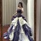 Gorgeous Prom Dress Dark Purple Strapless Ruffle Ball Gown Quinceanera Dress Evening Dress    D3455
