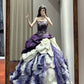 Gorgeous Prom Dress Dark Purple Strapless Ruffle Ball Gown Quinceanera Dress Evening Dress    D3455