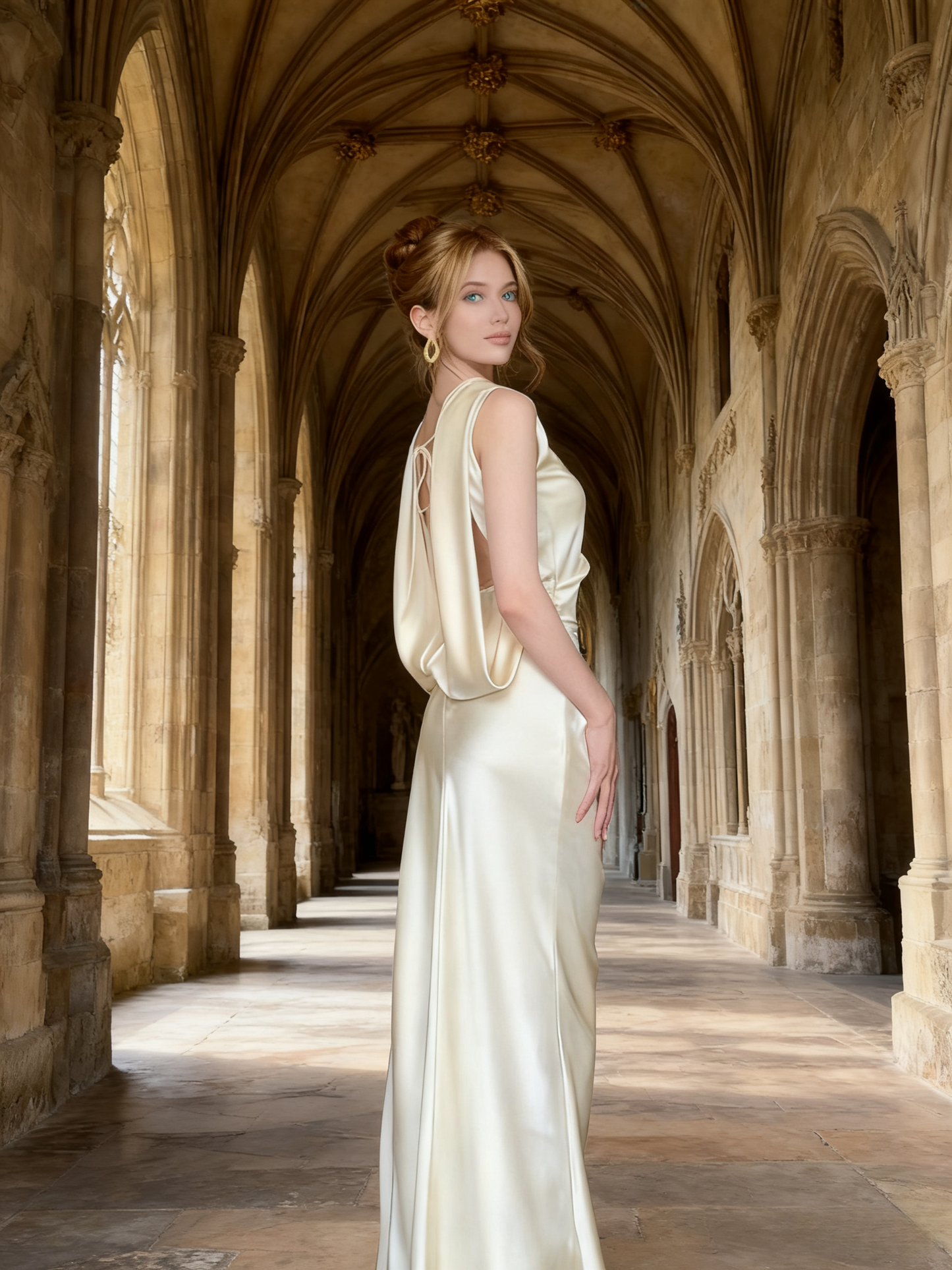 Charming Prom Dress High Collar Backless Pleated Long Evening Dress Gala Dress  D3466