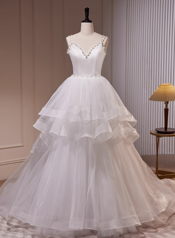 Robe de mariée beauté A-Line, décolleté en cœur, plissée, D3302