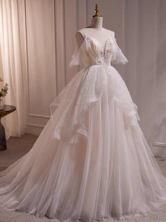 Robe de mariée beauté A-Line, décolleté en cœur, plissée, D3302