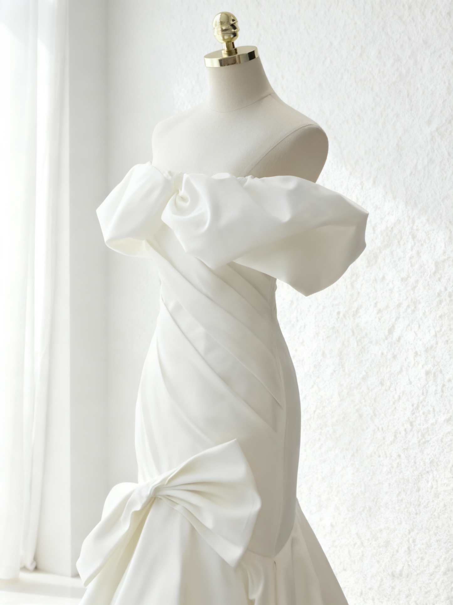 Stunning Wedding Dress Off Shoulder Pleated Mermaid Wedding Dress   D3483