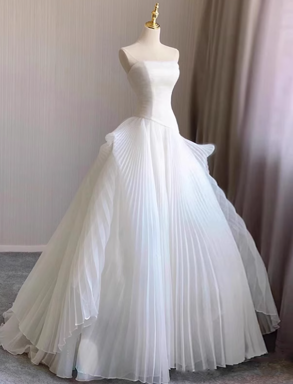 Beauty Brautkleid A-Linie Herzausschnitt Plissee Brautkleid D3302