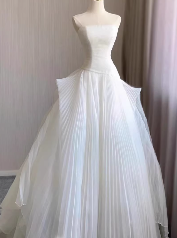 Beauty Brautkleid A-Linie Herzausschnitt Plissee Brautkleid D3302