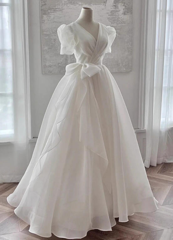 Beauty Wedding Dress V-neck Pleated Wedding Dress  D3487