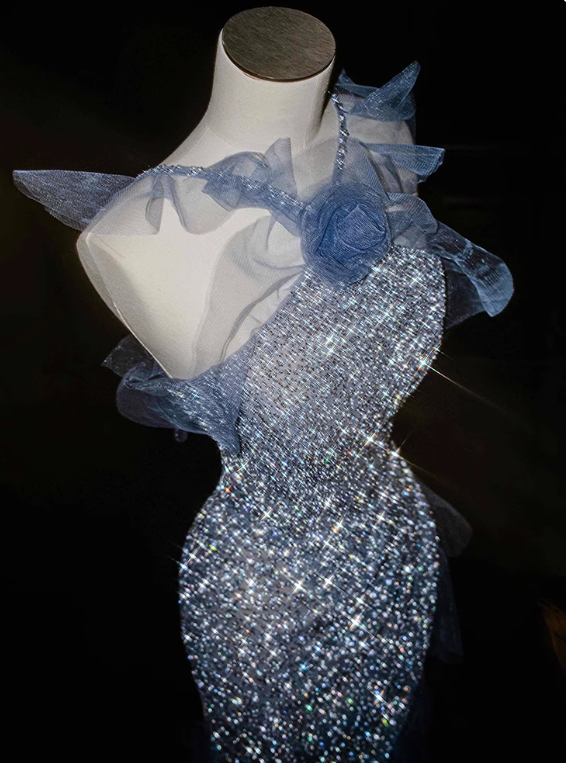 Glänzendes Ballkleid mit herzförmigem Pailletten-Meerjungfrauen-Abendkleid, Galakleid, Geburtstagspartykleid, D3415