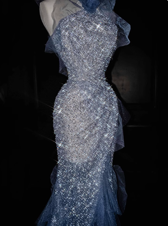 Glänzendes Ballkleid mit herzförmigem Pailletten-Meerjungfrauen-Abendkleid, Galakleid, Geburtstagspartykleid, D3415