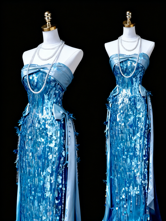 Robe de bal brillante à paillettes et col en cœur, robe de soirée sirène, robe de gala, robe de fête d'anniversaire, D3415