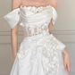 Stunning Wedding Dress Off Shoulder Floral Pleated Wedding Dress  D3509