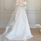 Stunning Wedding Dress Off Shoulder Floral Pleated Wedding Dress  D3509