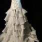 Vintage Wedding Dress Strapless Flower Pleated Ruffle Wedding Dress   D3524