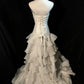 Vintage Wedding Dress Strapless Flower Pleated Ruffle Wedding Dress   D3524