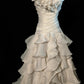Vintage Wedding Dress Strapless Flower Pleated Ruffle Wedding Dress   D3524
