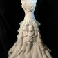 Vintage Wedding Dress Strapless Flower Pleated Ruffle Wedding Dress   D3524