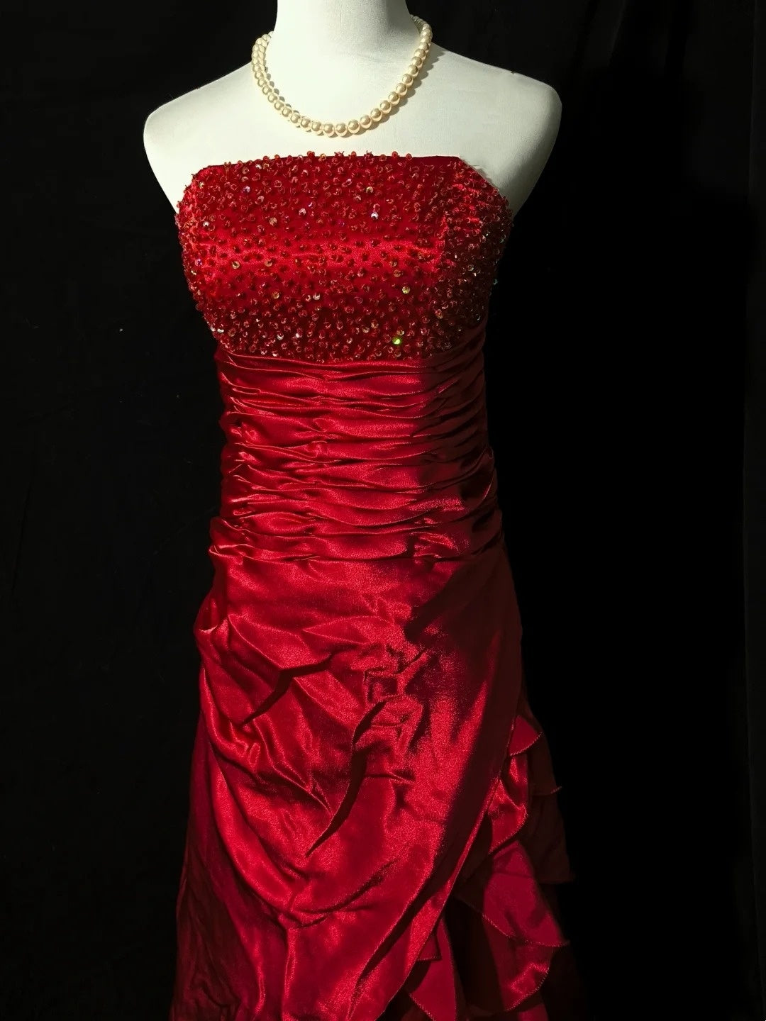 Stunning Prom Dress A Line Strapless Pleated Tiered Evening Dress Gala Dress   D3529