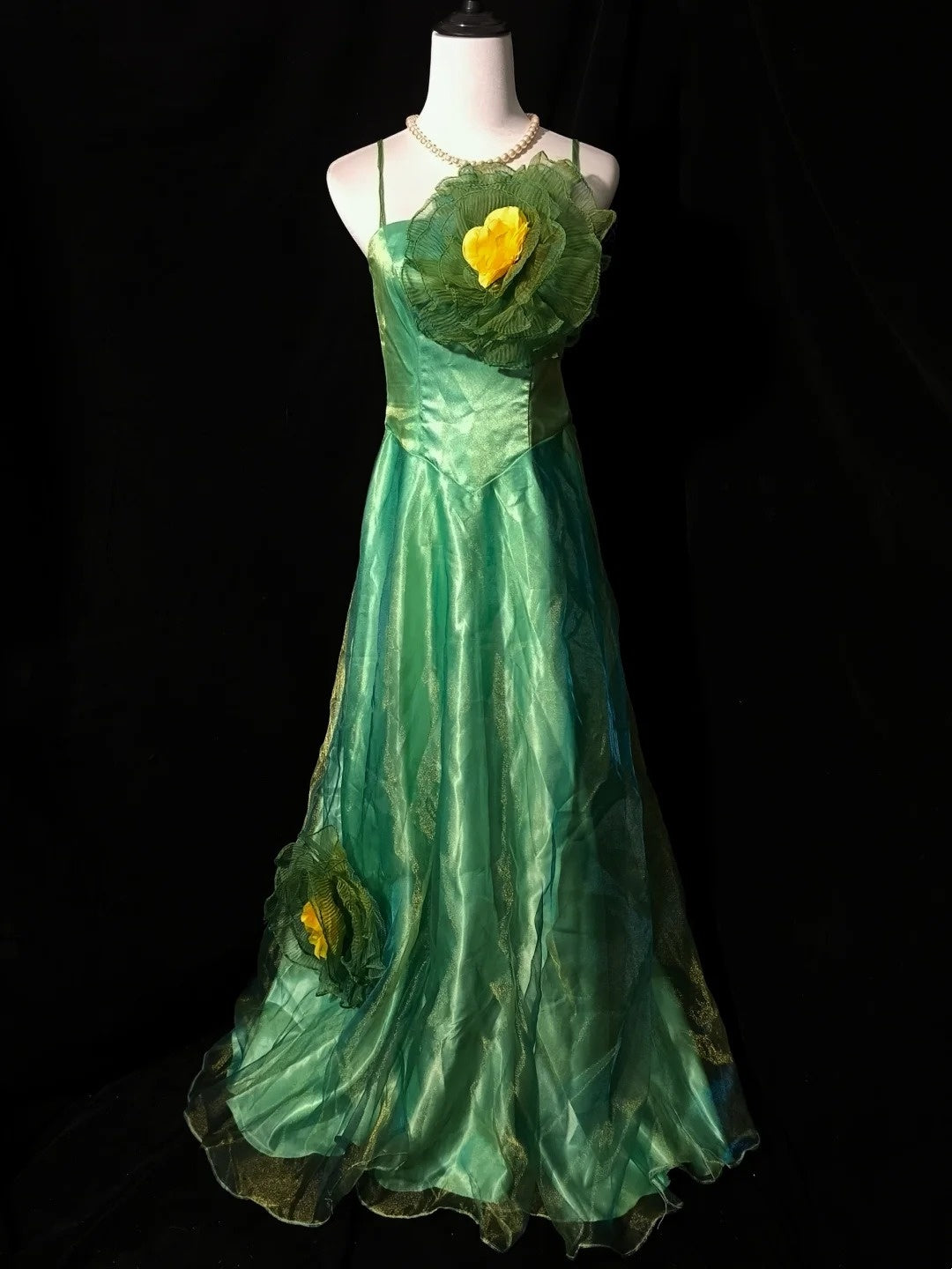 Stunning Prom Dress A Line Spaghetti Straps Tulle Flower Evening Dress Birthday Party Dress   D3552