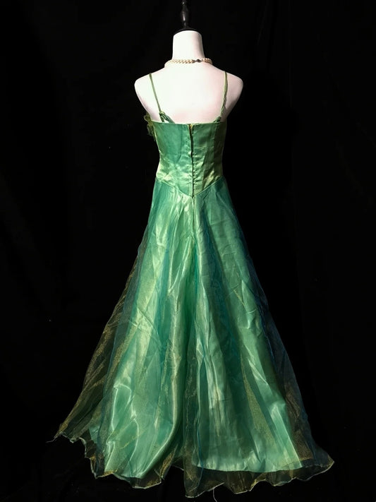 Stunning Prom Dress A Line Spaghetti Straps Tulle Flower Evening Dress Birthday Party Dress   D3552