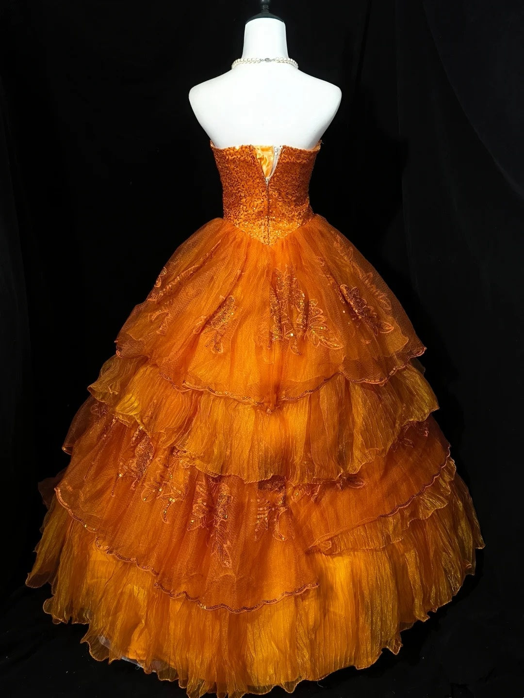 Beauty Prom Dress Strapless Tulle Tiered Ball Gown Quinceanera Dress Evening Dress   D3555