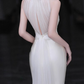 Elegant Wedding Dress Crew Neck Rose Pleated Mermaid Wedding Dress  D3257