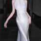 Elegant Wedding Dress Crew Neck Rose Pleated Mermaid Wedding Dress  D3257