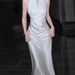 Elegant Wedding Dress Crew Neck Rose Pleated Mermaid Wedding Dress  D3257