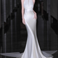 Elegant Wedding Dress Crew Neck Rose Pleated Mermaid Wedding Dress  D3257