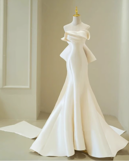 Beauty Wedding Dress Strapless Bowknot Mermaid Wedding Dress  D3258