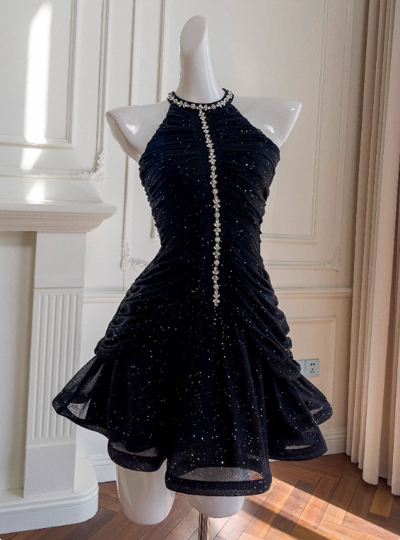 Beauty Homecoming-Kleid Spaghettiträger Plissee Kurzes Ballkleid Geburtstagsparty-Outfits Cocktailkleid D3339