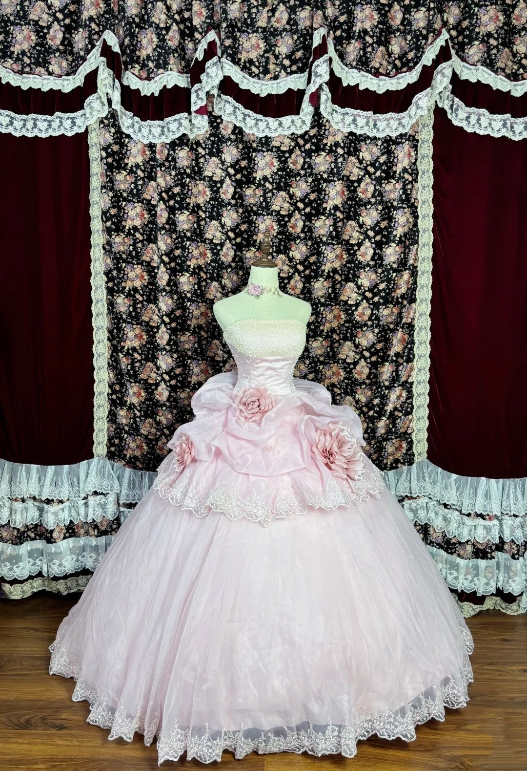 Sweet Prom Dress Strapless Pleated Ball Gown Evening Dress Quinceanera Dress  D3574