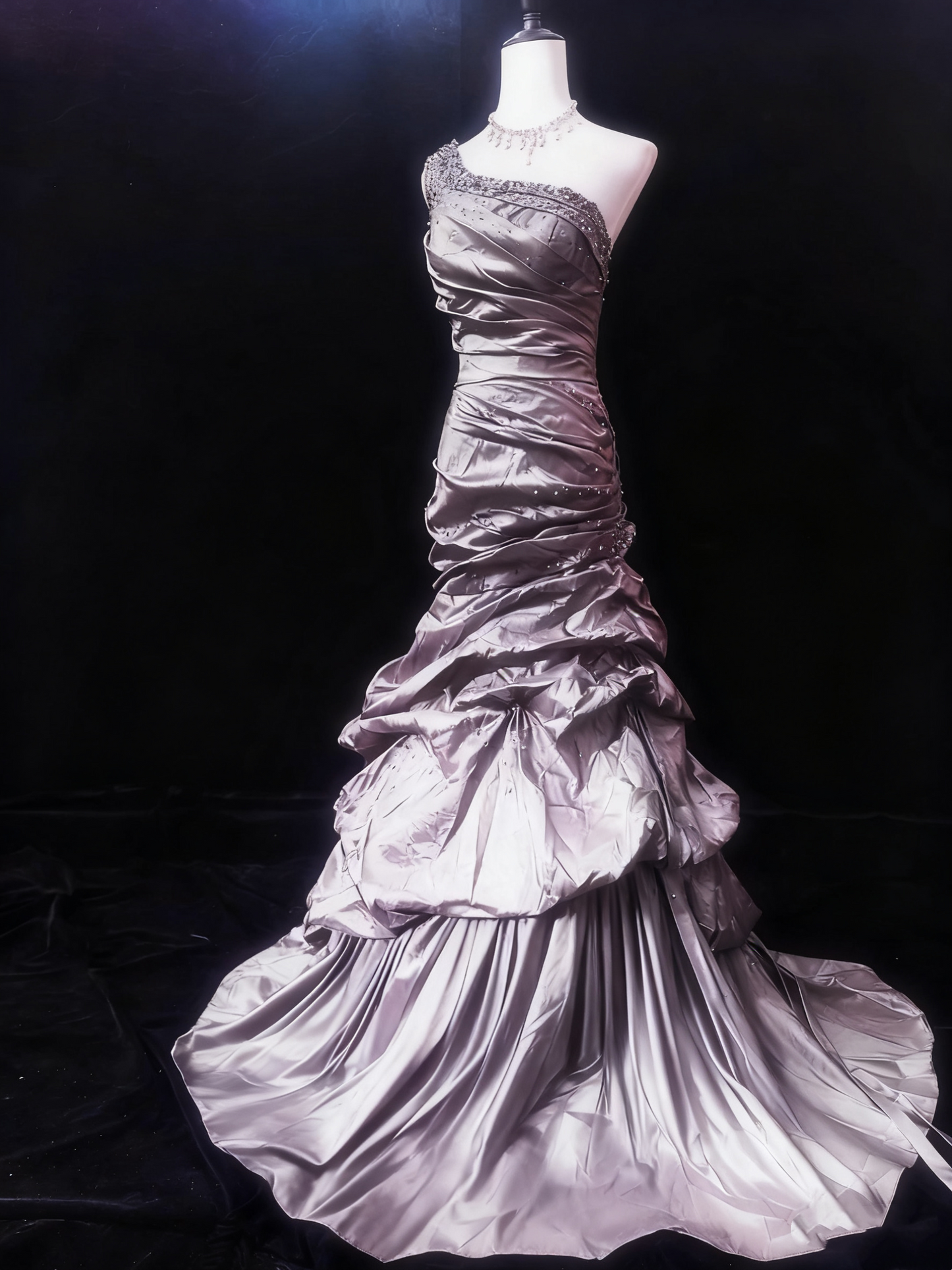 Vintage Prom Dress One Shoulder Pleated Evening Gown Gala Dress   D3586