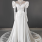 Vintage Wedding Dress Crew Neck Pleated Wedding Dress    D3588