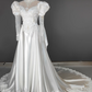 Vintage Wedding Dress Crew Neck Pleated Wedding Dress    D3588