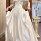 Vintage Wedding Dress V-neck Pleated Wedding Dress    D3589