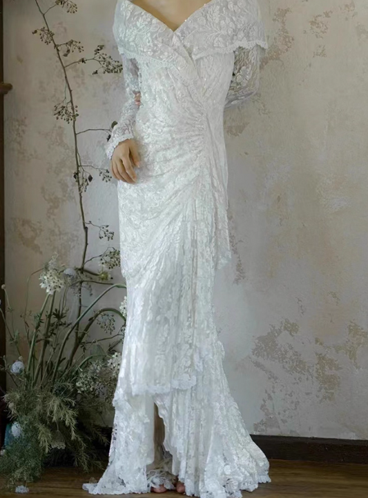 Robe de mariée beauté A-Line, décolleté en cœur, plissée, D3302